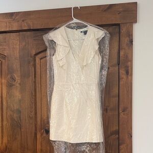 French Connection Cream Ruffle Collar Mini Dress